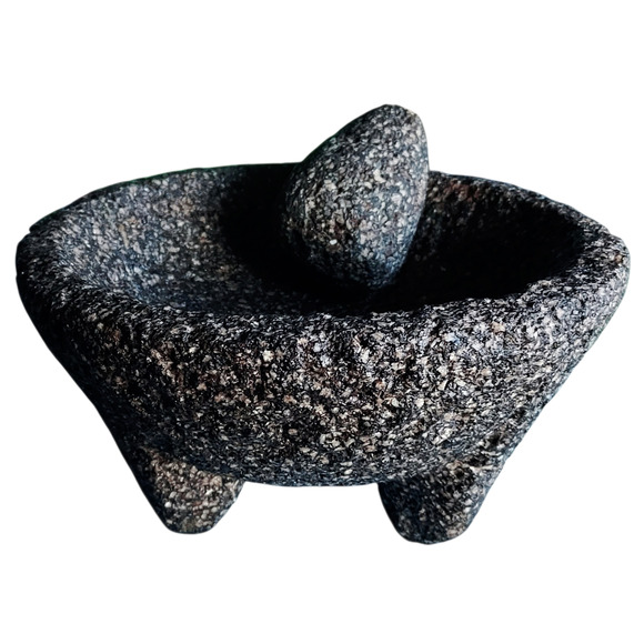 Authentic Hand Carved Molcajete Tejolote Mexican Stone Mortar Pestle 7-inch - Picture 8 of 8